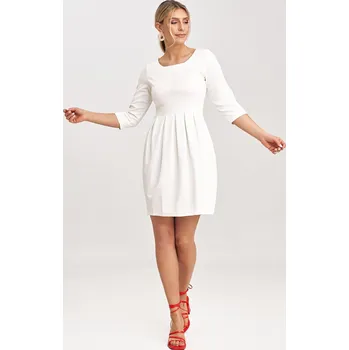 Dámské šaty Smetanové pouzdrové šaty s 3/4 rukávem M1027 Ecru Velikost: XL