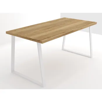 Jídelní stůl EGGER Halifax přírodní podnož KONKÁVNÍ bílá 140 x 80 cm