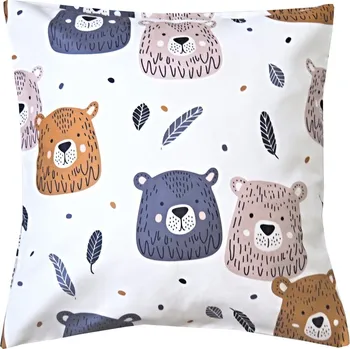 Povlak na dekorativní polštářek Povlak na polštářek Medvídci s pírky 50x50