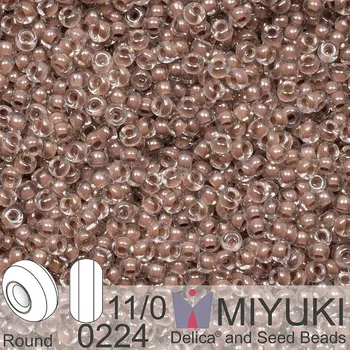 Korálek Korálky Miyuki Round 11/0. Barva 0224 Cocoa Lined Crystal. Balení 5g.