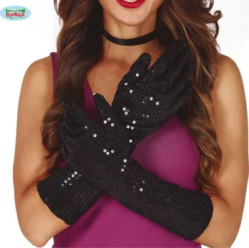 Karnevalový doplněk Guirca Fiestas Španělsko Černé flitrové rukavice