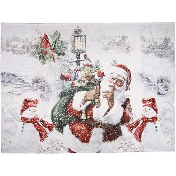 deka Pléd / deka s motivem Santa Clause s nůší s dárky – 130x170 cm