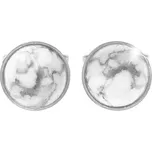 Stříbrné náušnice puzety s pravým minerálním kamenem Magnezit