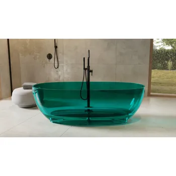 Vana Volně stojící vana MEXA ze syntetické pryskyřice - Zelená, Chrom, 170 × 78 cm (VANMEX170Z) HOPA