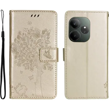 Pouzdro na mobilní telefon Tree knížkové pouzdro na Realme GT 6 5G/GT 6T 5G - zlaté