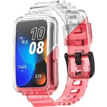 Příslušenství k chytrým hodinkám Průhledný silikonový náramek měnící barvu pro Huawei Band 6/7/8 Barva: Červená, Pro Přístroj: Huawei Band 6/7/8