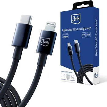 Pouzdro na mobilní telefon 3mk datový kabel - Hyper Cable C to Lightning 20W 1.2m, černá