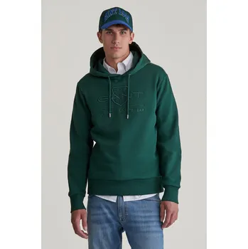 Pánská mikina MIKINA GANT REG TONAL SHIELD HOODIE TARTAN GREEN