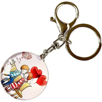 Mendosína Přívěsek na kabelku/klíče LOVE milenci na lavičce