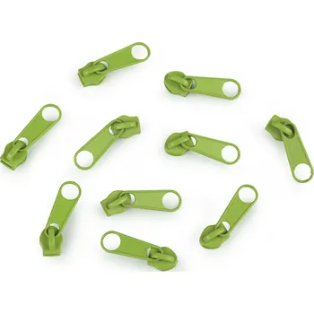 Zip Pro Háčkování Jezdec ke spirálovému zipu 3 mm, světle zelená 10 ks