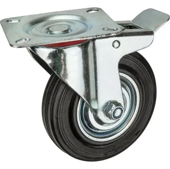 Pojezdové kolečko DEMA Gumové otočné kolečko s brzdou 125 mm, do 100 kg