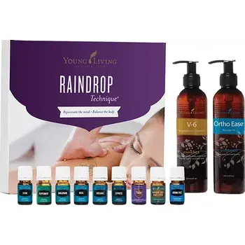 Young Living Raindrop Technique 9x5ml esenciálních olejů a 2x236ml masážních olejů
