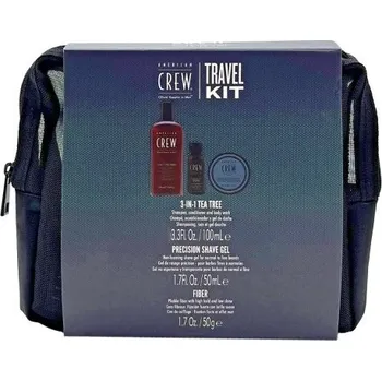 Kosmetická sada American Crew Travel Kit - Šampon Tea tree 3 v 1 100 ml + tužící pasta 50 g + gel na holení 50 ml Dárková sada