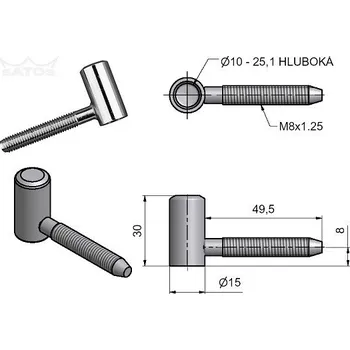 pant Závěs dveřní 60/10 VD M8 Ni SATEN 96068D00