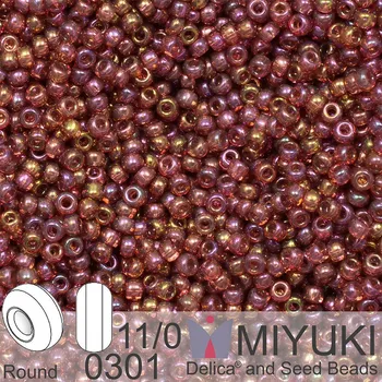 Korálek Korálky Miyuki Round 11/0. Barva 0301 Dark Topaz Rainbow Gold Luster. Balení 5g.
