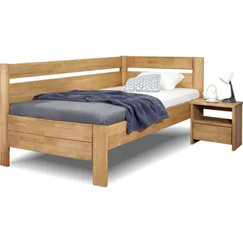 Postel Rohová zvýšená postel jednolůžko z masivu Academia, masiv buk, Levá