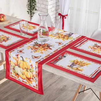 prostírání decoDoma Sada 4 ks prostírání a stolního běhounu PUMPKINS 40 x 110 cm, 30 x 40 cm 4 ks
