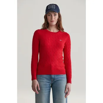 Dámský svetr SVETR GANT STRETCH COTTON CABLE C-NECK RUBY RED