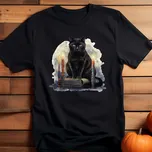 Dámské tričko - Halloween (kočka na knize) Barva: Bílá, Velikost: 3XL