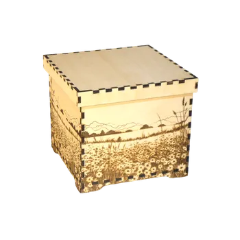 Dárková krabička Dřevěná krabička s víkem - Louka