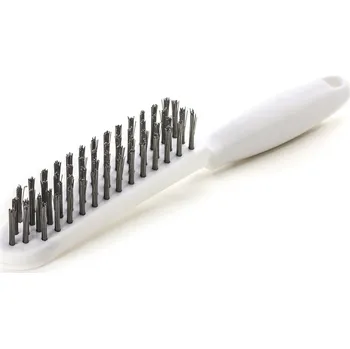 Drátěný kartáč Lessmann 185141 | Ruční kartáč Profi umělohmotná rukojeť 4-radová, ocelový drát rovný 0,35