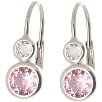 Náušnice Stříbrné náušnice s růžovými a čirými zirkony STNAU1888F