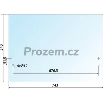 Autosklo Čelní sklo spodní zakřivené 743x540 mm, zelené pro JCB, JHN0141