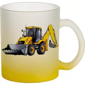 JCB 3CX skleněný hrneček hrnek (hrneček s bagrem matné sklo )
