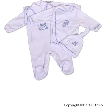 Kojenecká souprava NEW BABY 4-dílná soupravička s bílým kabátkem a modrou výšivkou vel. 62