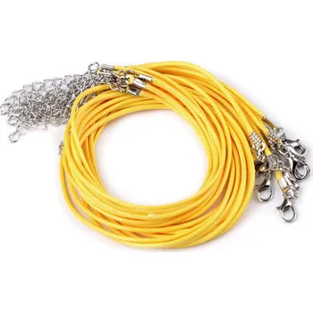 Dětské navlékací korálky Splétaná šňůrka s karabinkou délka 45 cm - 1ks Barva: žlutá