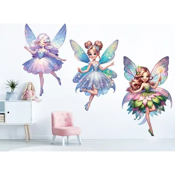 Samolepící dekorace Veselé víly samolepky na zeď arch 47 x 25 cm