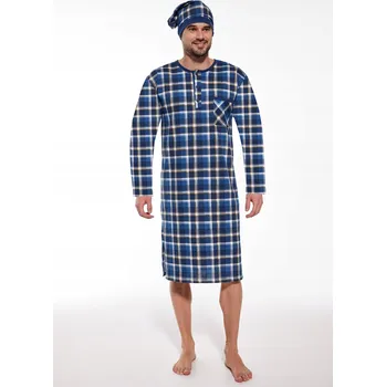 Pánské pyžamo Cornette noční košile pánská 110/25 - tm. modrá, XXL (Pánská noční košile s dlouhým rukávem Cornette 110)
