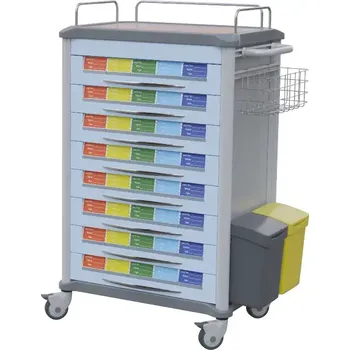 ASSISTENT 02, vozík zdravotnický, 8-zásuvkový, modrý