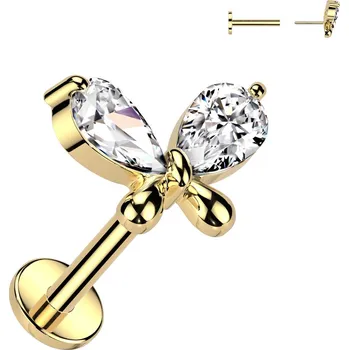 Piercing Šperky4U Zlacená labreta - PUSH IN piercing do brady - LB047-GD
