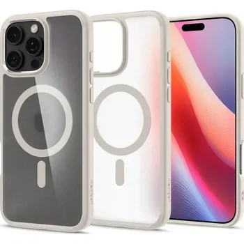 Pouzdro na mobilní telefon Odolnější pouzdro SPIGEN Ultra Hybrid Mag s MagSafe - Apple iPhone 16 Pro - Frost natural titanium (SPIGEN Ultra Hybrid Mag case for iPhone 16 Pro - Frost natural titanium)
