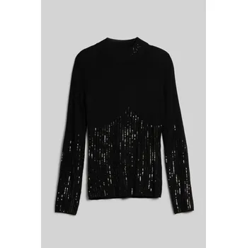 Dámský svetr ROLÁK KARL LAGERFELD LSLV MOCKNECK KNIT BLACK