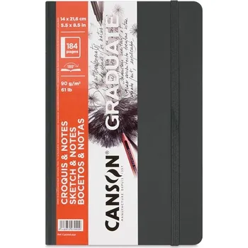 Skicář CANSON Graduate Croquis A5 černý, 92 listů 90g