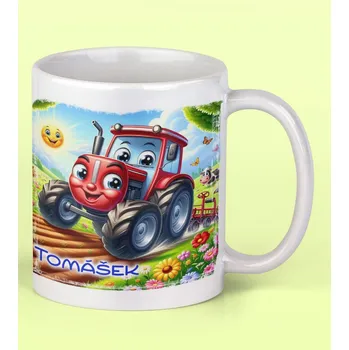 Hrnek se jménem s traktorem Bílý Plastový hrnek (+25 Kč)