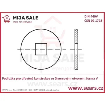 Matice DIN 440V - P 6,6 - 100HV-ZN- Podložka pro dřevěné konstrukce se čtvercovým otvorem