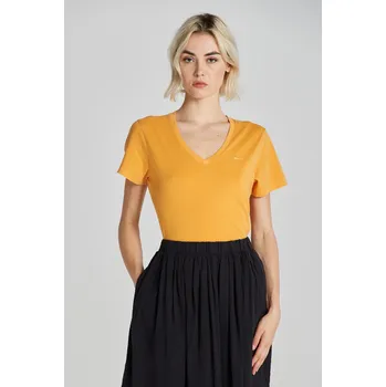 Dámské tričko TRIČKO GANT REG SUNFADED SS V-NECK T-SHIRT MEDAL YELLOW