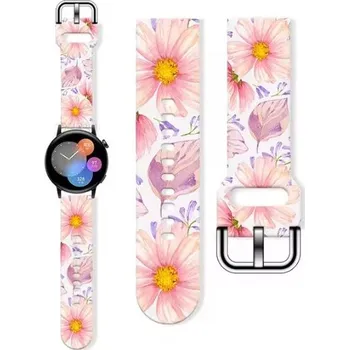 Příslušenství k chytrým hodinkám eses Silikonový květinový řemínek - Růžový, žlutý 22 mm