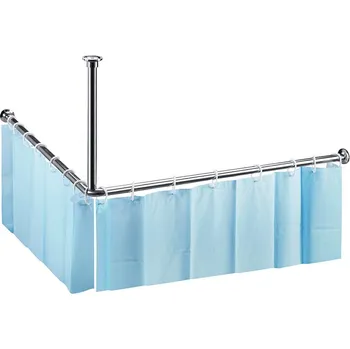Tyč na sprchový závěs Tyč sprchového závěsu Bemeta Hotelové vybavení rohová 900 x 900 mm nerez