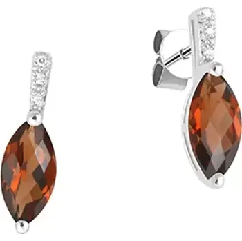 Náušnice Dámské náušnice bílé zlato 585/1000 přírodní diamant 1.20 ct s granát a brilianty GKW48530GR