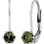 Zlaté náušnice Darine z bílého zlata s přírodním vltavínem