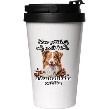 Cestovní nerezový hrnek s potiskem Kafe red australák