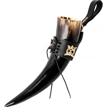Karnevalový kostým Výprodej Elegantní dámský vikingský roh na pití (250 ml) s koženým závěsem - Outlet