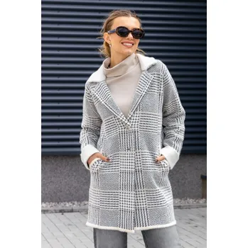 Dámský kabát Zabaione dámský kabát Misaki smetanovo-šedý Velikost: M