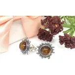 Jan Kos Jewellery Stříbrné náušnice s jantarem 12124323