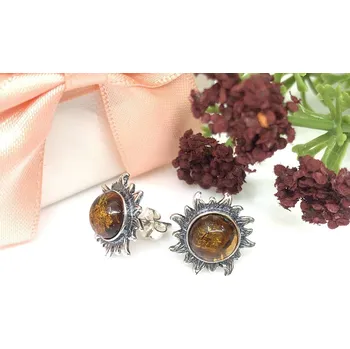 Řetízek Jan Kos Jewellery Stříbrné náušnice s jantarem 12124323