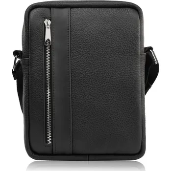 Abruzzo Pánská kožená crossbody taška přes rameno Abruzzo; černá